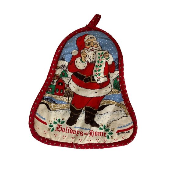 Vintage Franco Christmas Pot Holders Set Of 5 With Santa Reindeer Duck Bears - Picture 5 of 8